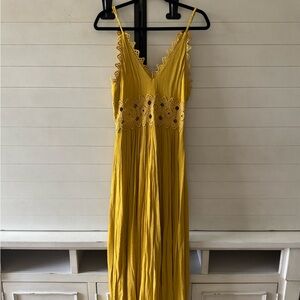 Lulu's Golden Lace Maxi Dress
